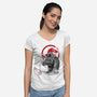 Triceratops Sumi-E-womens v-neck tee-DrMonekers