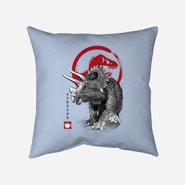 Triceratops Sumi-E-none removable cover w insert throw pillow-DrMonekers
