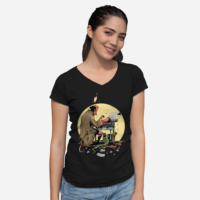 Hellboy's Report-womens v-neck tee-MoisEscudero
