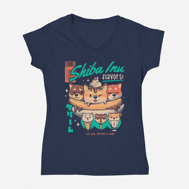 Shiba Inu Flavors-womens v-neck tee-eduely