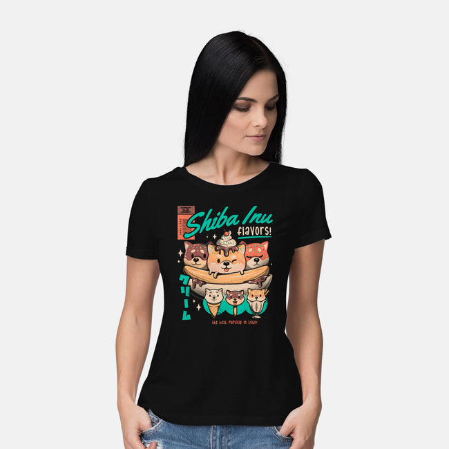 Shiba Inu Flavors-womens basic tee-eduely