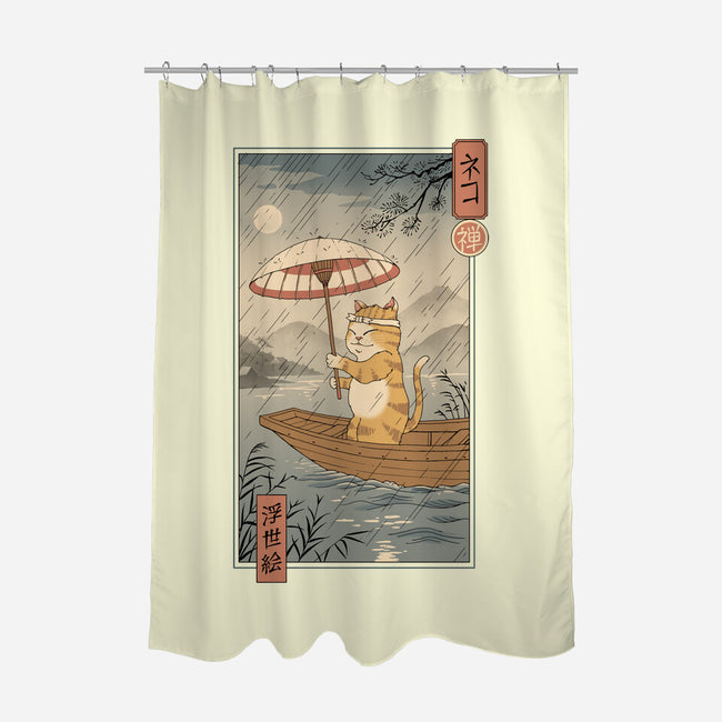 Neko Boat In Edo-none polyester shower curtain-vp021