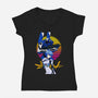 Retro Eva 00 And Rei-womens v-neck tee-rondes