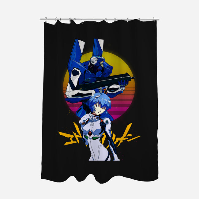 Retro Eva 00 And Rei-none polyester shower curtain-rondes