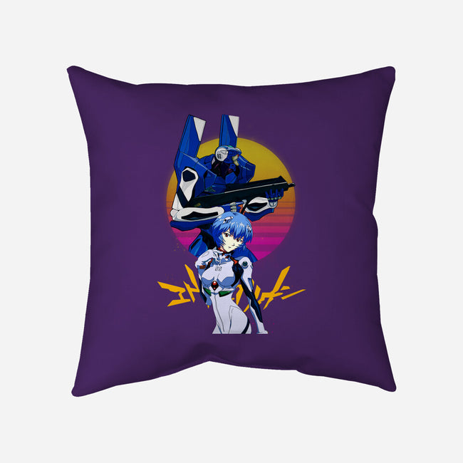 Retro Eva 00 And Rei-none removable cover throw pillow-rondes