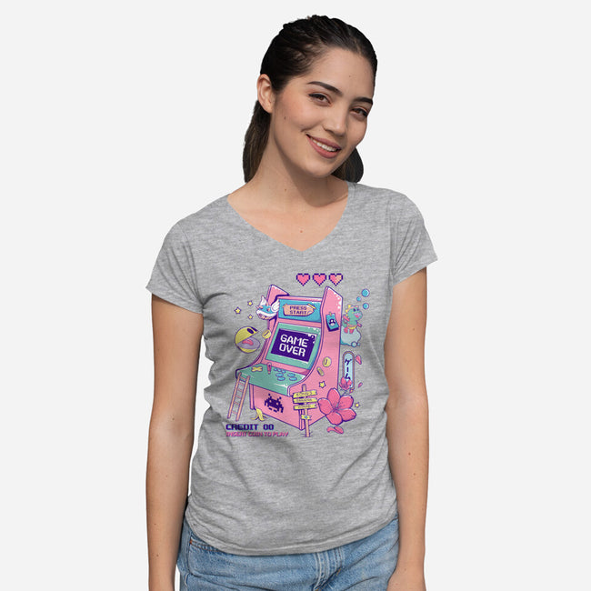 Retro Arcade-womens v-neck tee-leepianti