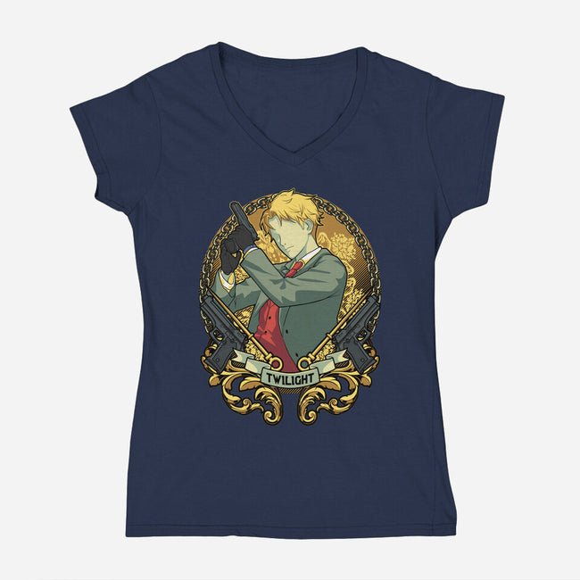 Twilight-womens v-neck tee-Astrobot Invention