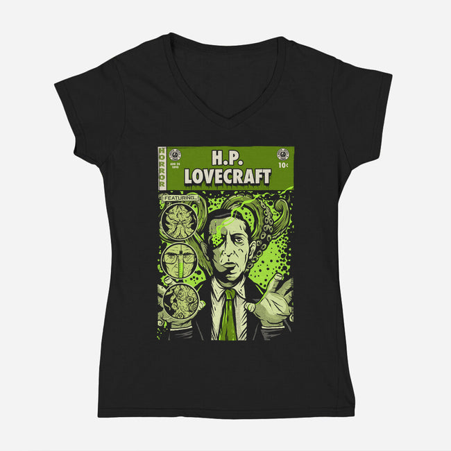 Tales Of Lovecraft-womens v-neck tee-Green Devil
