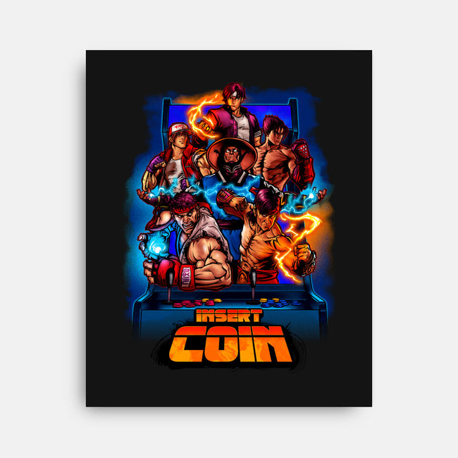 Insert Coin Retro Gaming-none stretched canvas-Conjura Geek