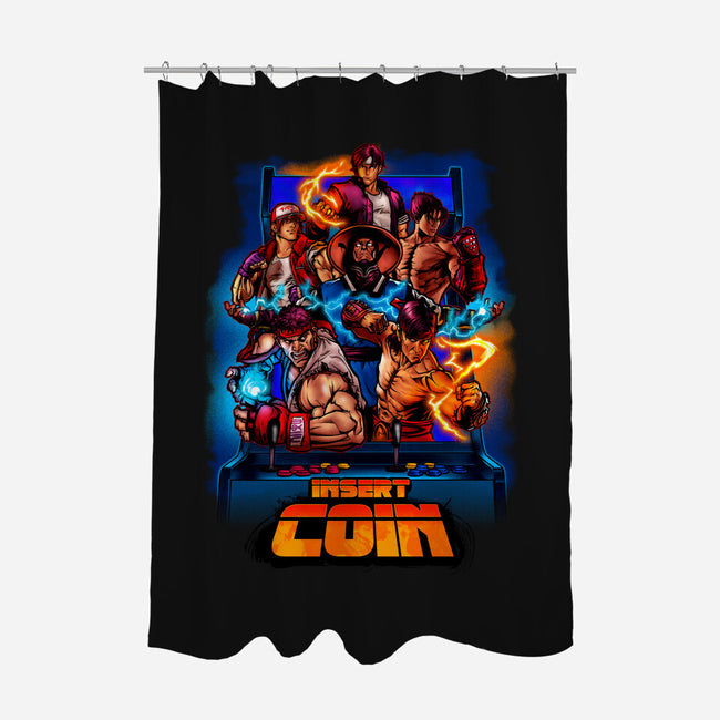 Insert Coin Retro Gaming-none polyester shower curtain-Conjura Geek