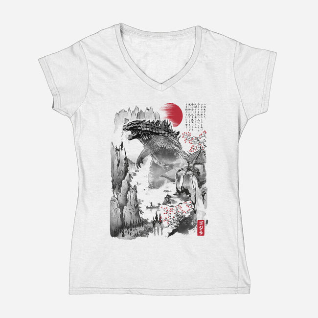 Gojira In Japan-womens v-neck tee-DrMonekers