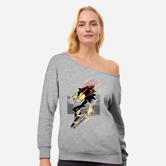 The Fastest Dude-womens off shoulder sweatshirt-Gazo1a