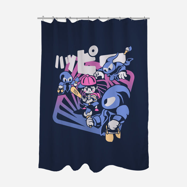 Happy Attack-none polyester shower curtain-Sketchdemao