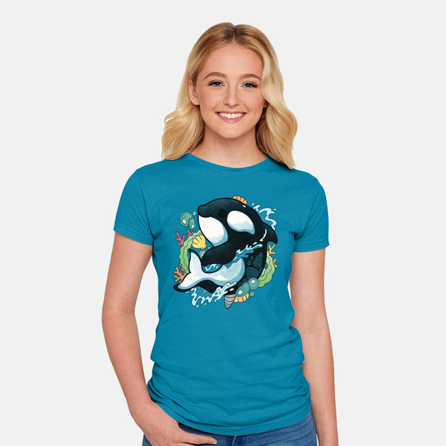 Summer Whale-womens fitted tee-Vallina84