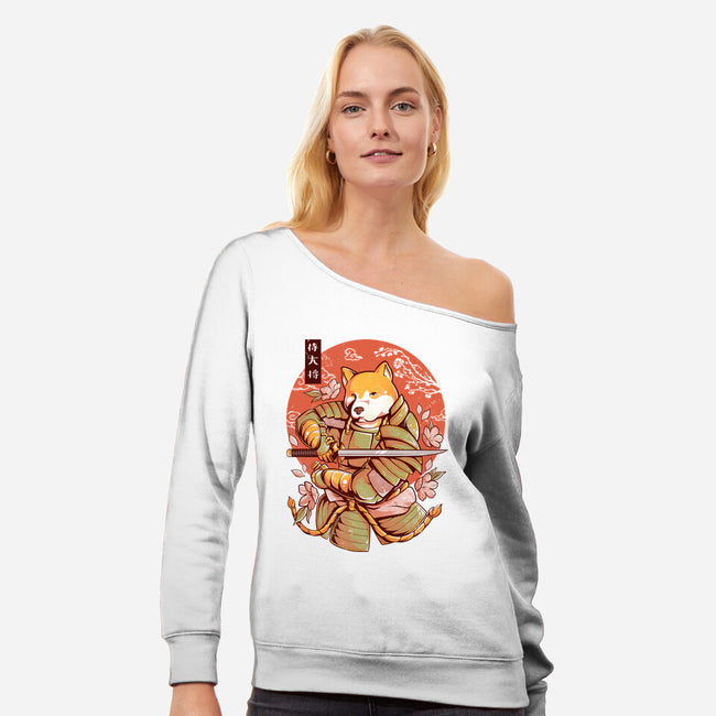 Akita Samurai-womens off shoulder sweatshirt-eduely