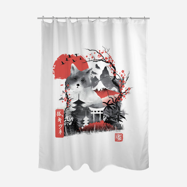 Blossom Fox-none polyester shower curtain-dandingeroz