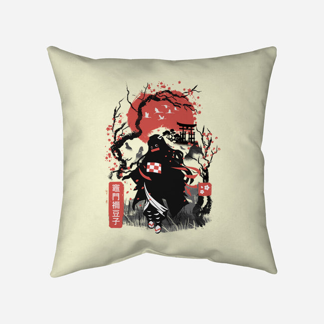 Cherry Blossom Nezuko-none removable cover w insert throw pillow-dandingeroz