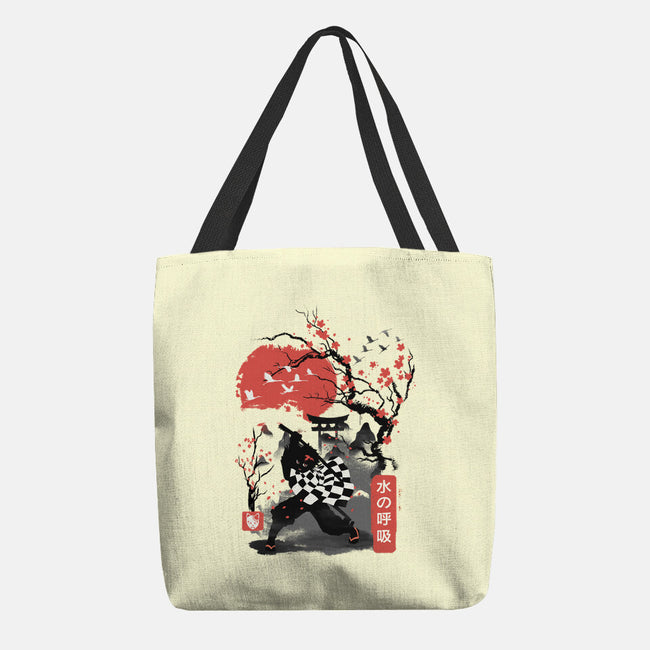 Cherry Blossom Tanjiro-none basic tote bag-dandingeroz