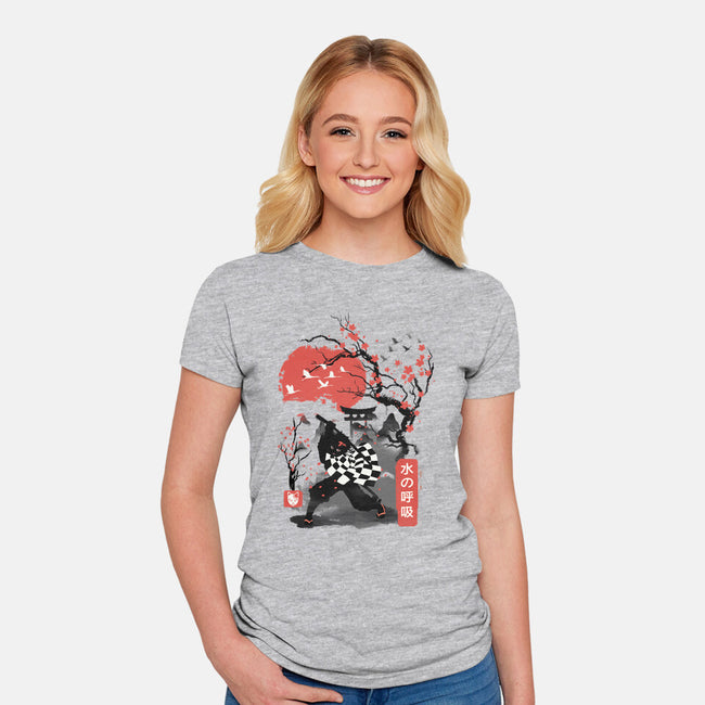 Cherry Blossom Tanjiro-womens fitted tee-dandingeroz