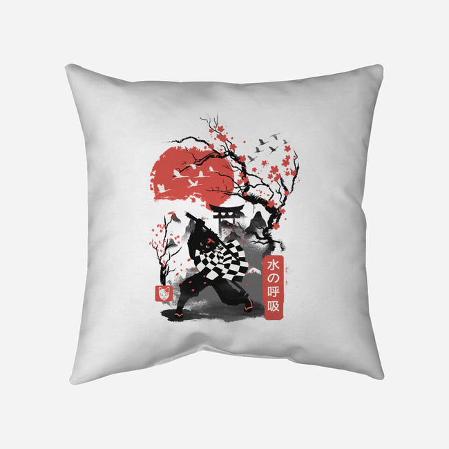 Cherry Blossom Tanjiro-none removable cover throw pillow-dandingeroz