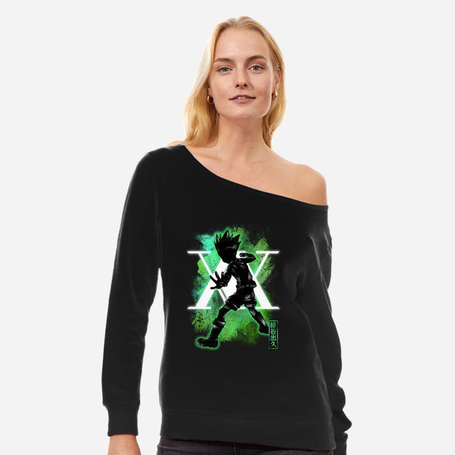 Cosmic Hunter-womens off shoulder sweatshirt-fanfreak1