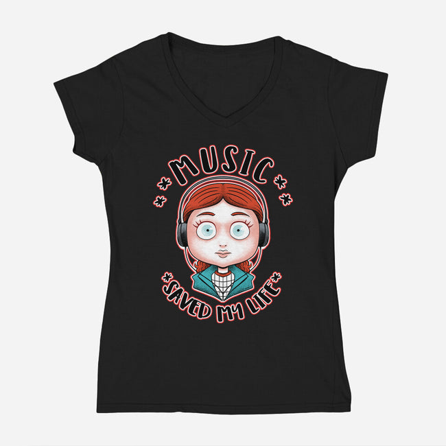 Music Saved My Life-womens v-neck tee-Andriu
