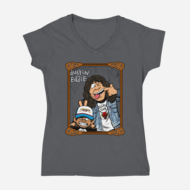 Dustin And Eddie-womens v-neck tee-Boggs Nicolas