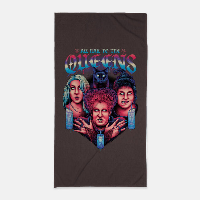 Queens of Halloween-none beach towel-glitchygorilla