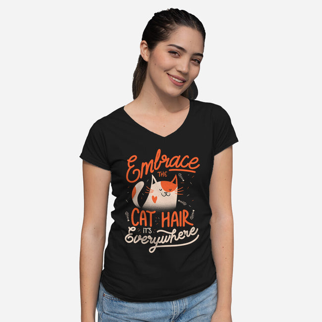 Embrace The Cat Hair-womens v-neck tee-eduely