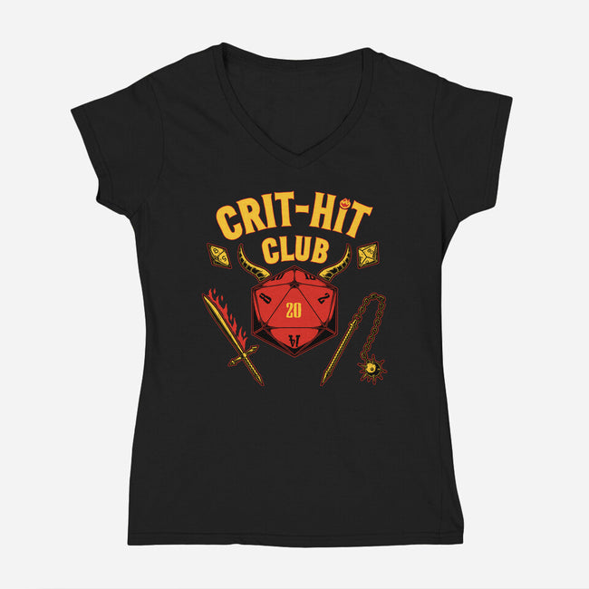 Critical Hit Club-womens v-neck tee-pigboom