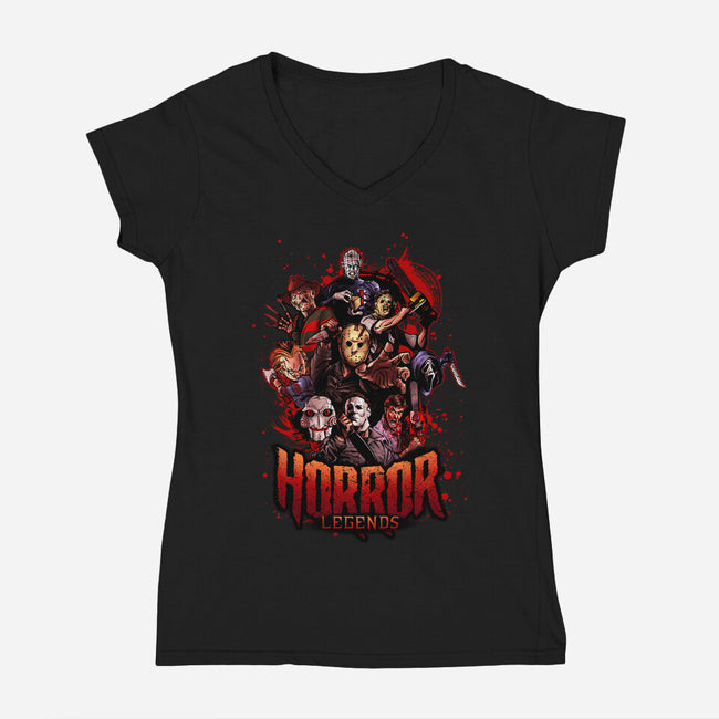 Horror Legends-womens v-neck tee-Conjura Geek