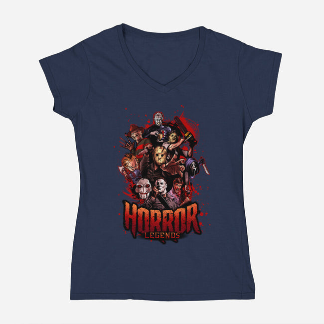 Horror Legends-womens v-neck tee-Conjura Geek