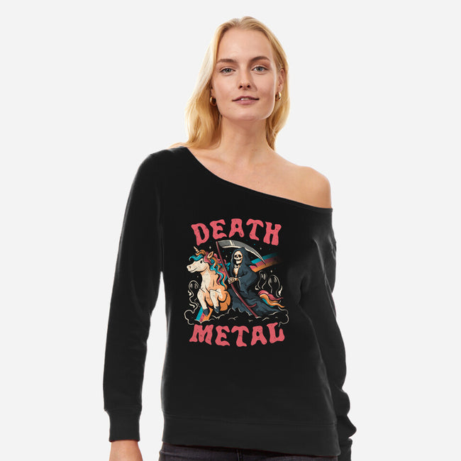Death Metal Is Immortal-womens off shoulder sweatshirt-eduely