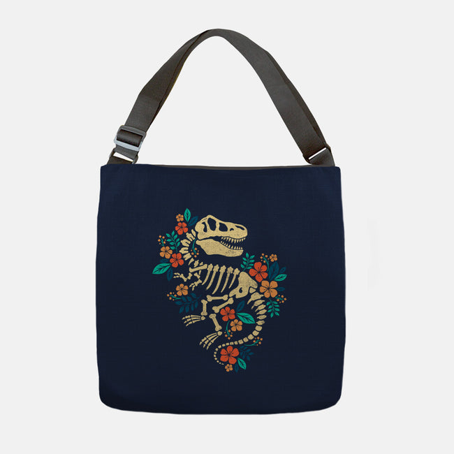 Flowered Dinosaur Fossil-none adjustable tote bag-NemiMakeit