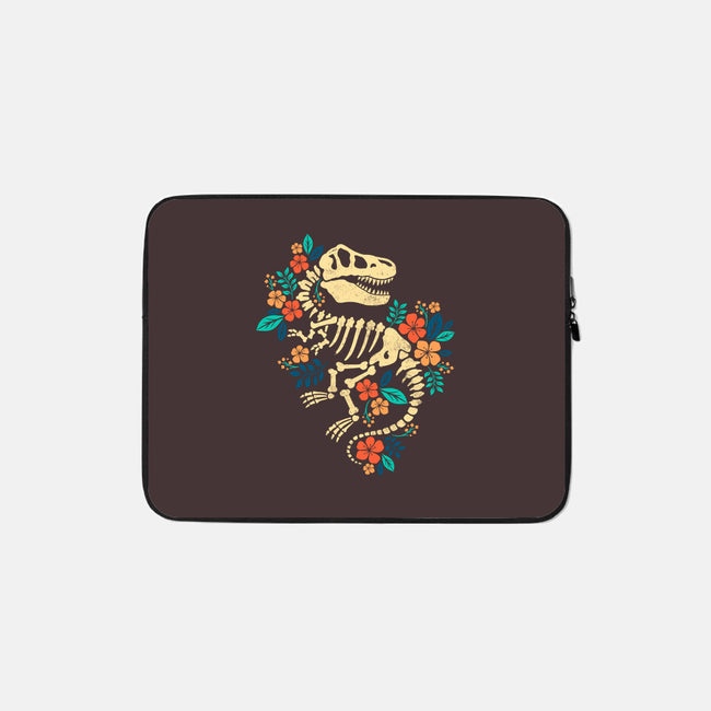 Flowered Dinosaur Fossil-none zippered laptop sleeve-NemiMakeit