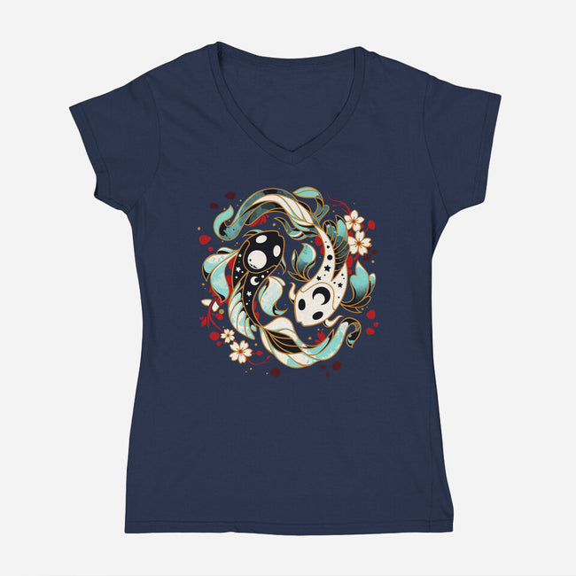 Aquatic Harmony-womens v-neck tee-Snouleaf