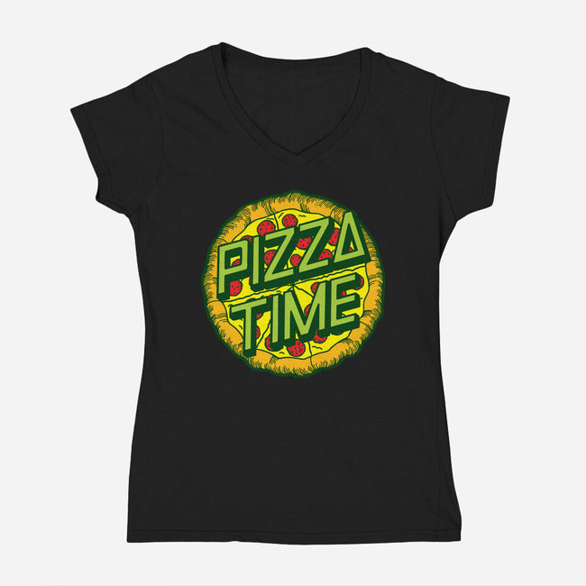 Cowabunga! It's Pizza Time!-womens v-neck tee-dalethesk8er
