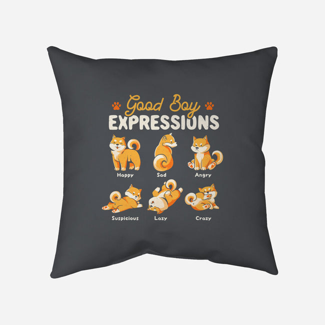 Good Boy Expressions-none removable cover w insert throw pillow-eduely