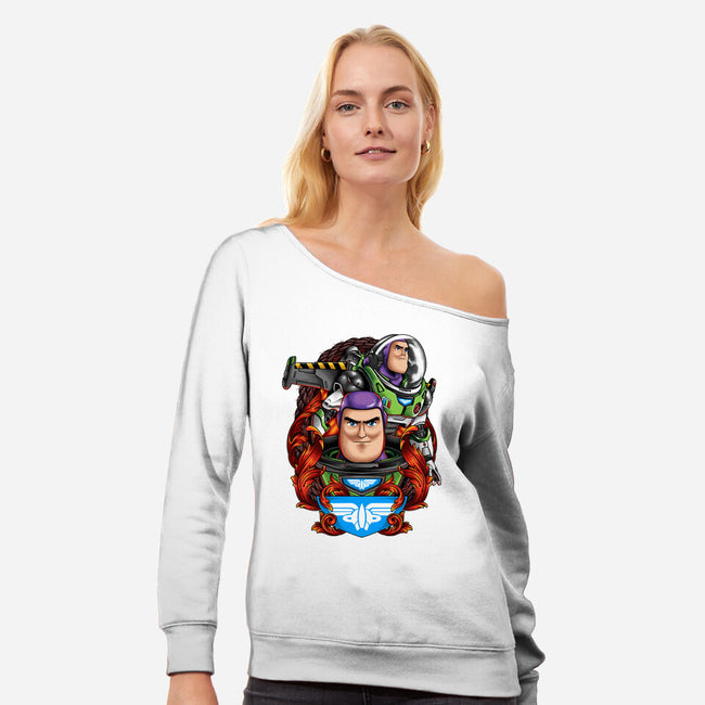 Space Ranger-womens off shoulder sweatshirt-Badbone Collections