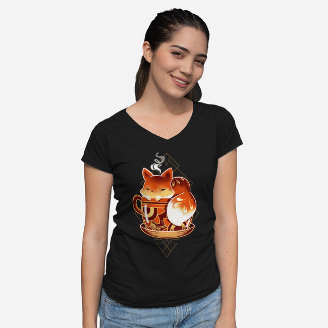 Cup Of Fox-womens v-neck tee-Snouleaf