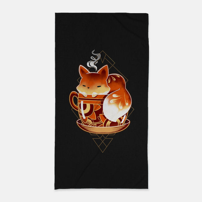 Cup Of Fox-none beach towel-Snouleaf