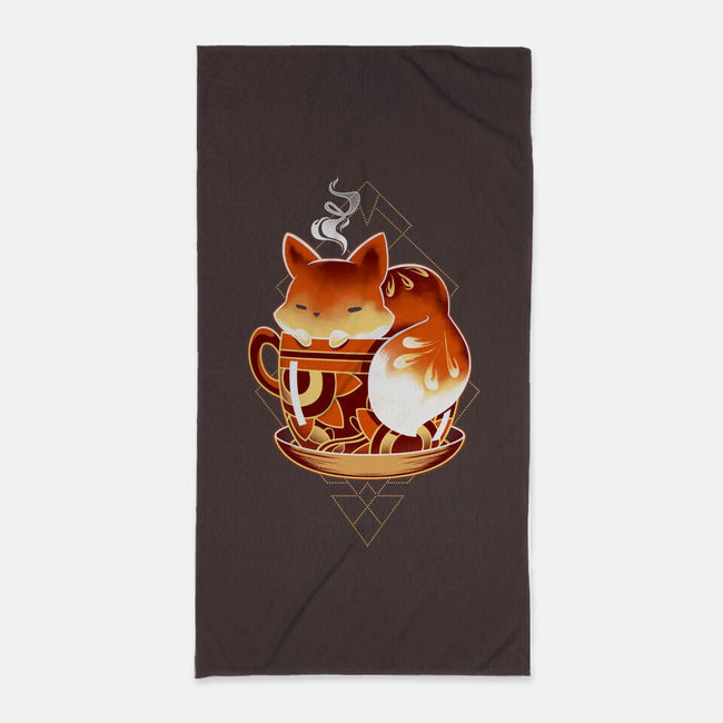 Cup Of Fox-none beach towel-Snouleaf