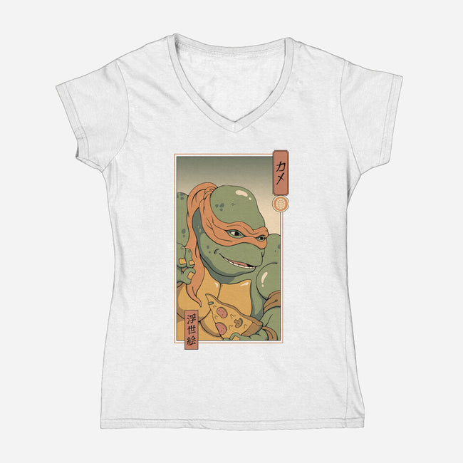 Orange Kame Ninja-womens v-neck tee-vp021