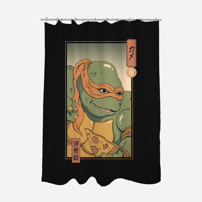Orange Kame Ninja-none polyester shower curtain-vp021