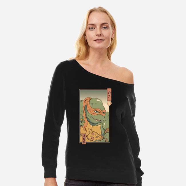 Orange Kame Ninja-womens off shoulder sweatshirt-vp021