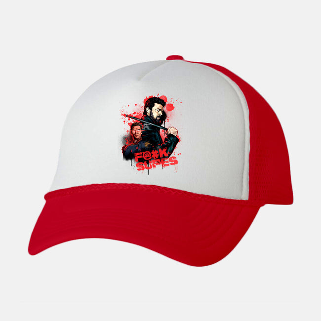 F Supes-unisex trucker hat-Conjura Geek