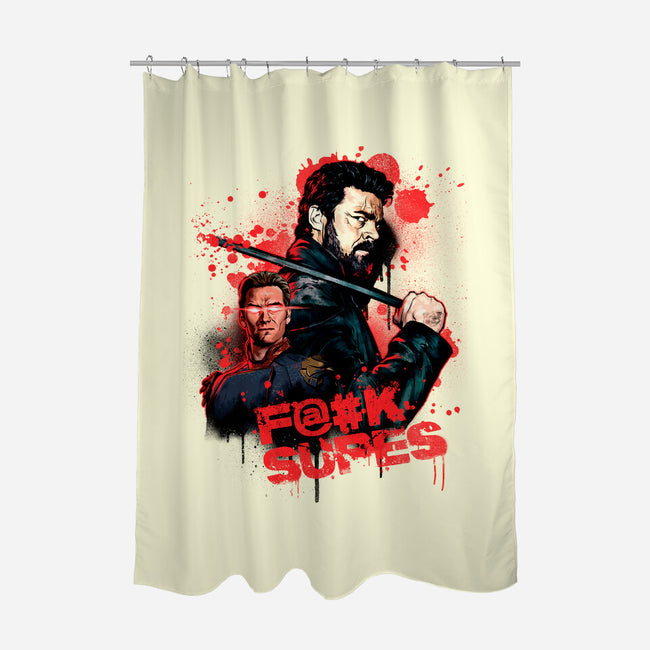 F Supes-none polyester shower curtain-Conjura Geek
