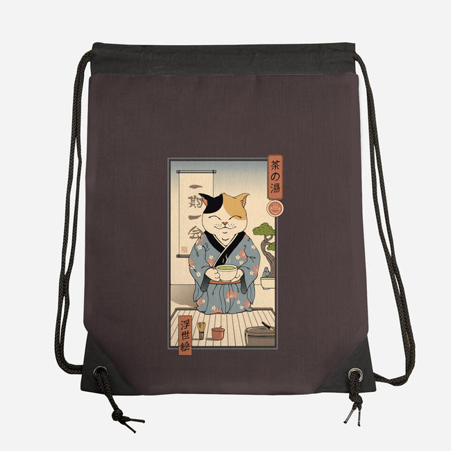 Cat Tea Ceremony-none drawstring bag-vp021