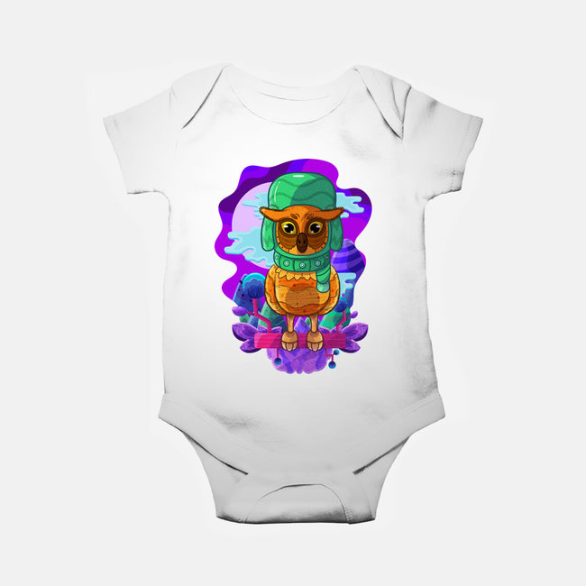 Vibrant Owl-baby basic onesie-ChecheStyle