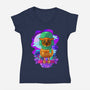 Vibrant Owl-womens v-neck tee-ChecheStyle